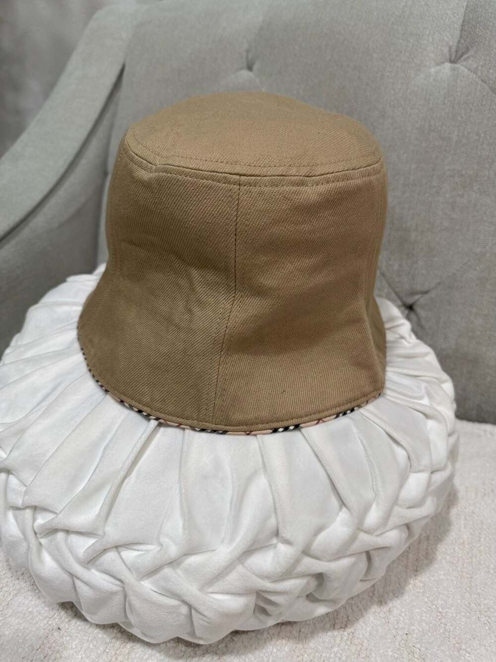 Burberry Blue Label Reversible Nova Check Cotton Bucket Hat